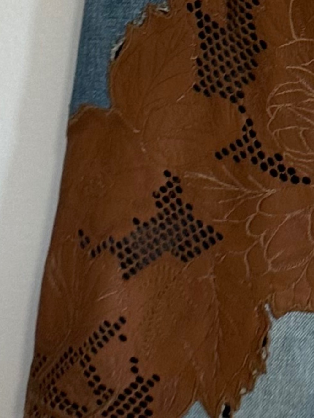 Vintage y2k Robert Cavalli Denim Mermaid Skirt with Leather Patch Detail - Picture 9 of 11